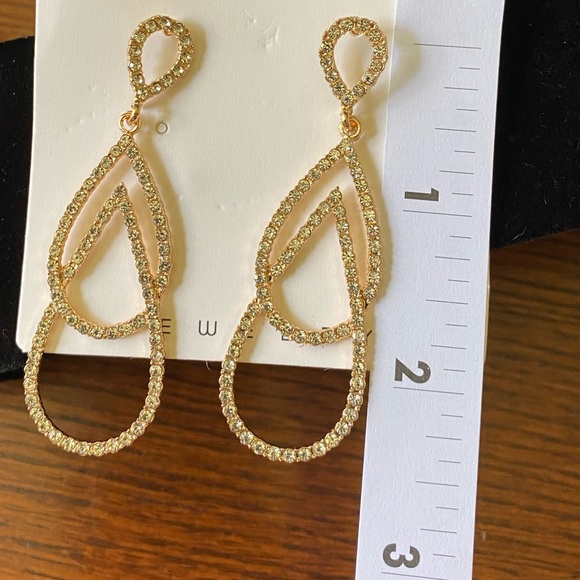 Rhinestone Double Teardrop Earrings - Picture 4 of 4